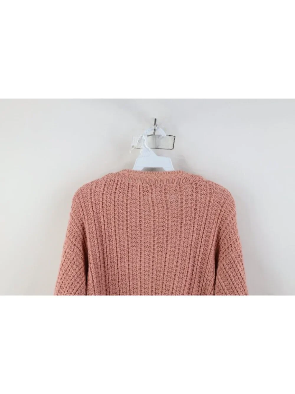 Vintage 90s Streetwear Women XS Blank Chunky Ribbed Knit Crewneck Sweater Pink